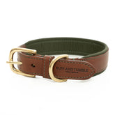 Morston Padded Leather Dog Collar - Olive